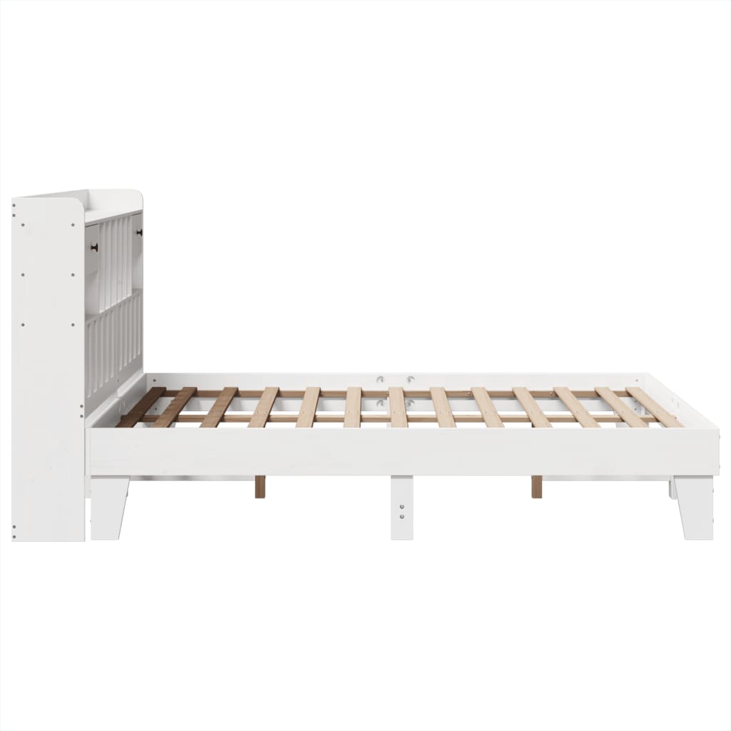 Cadre de lit sans matelas blanc 140x190 cm bois de pin massif - XIOS