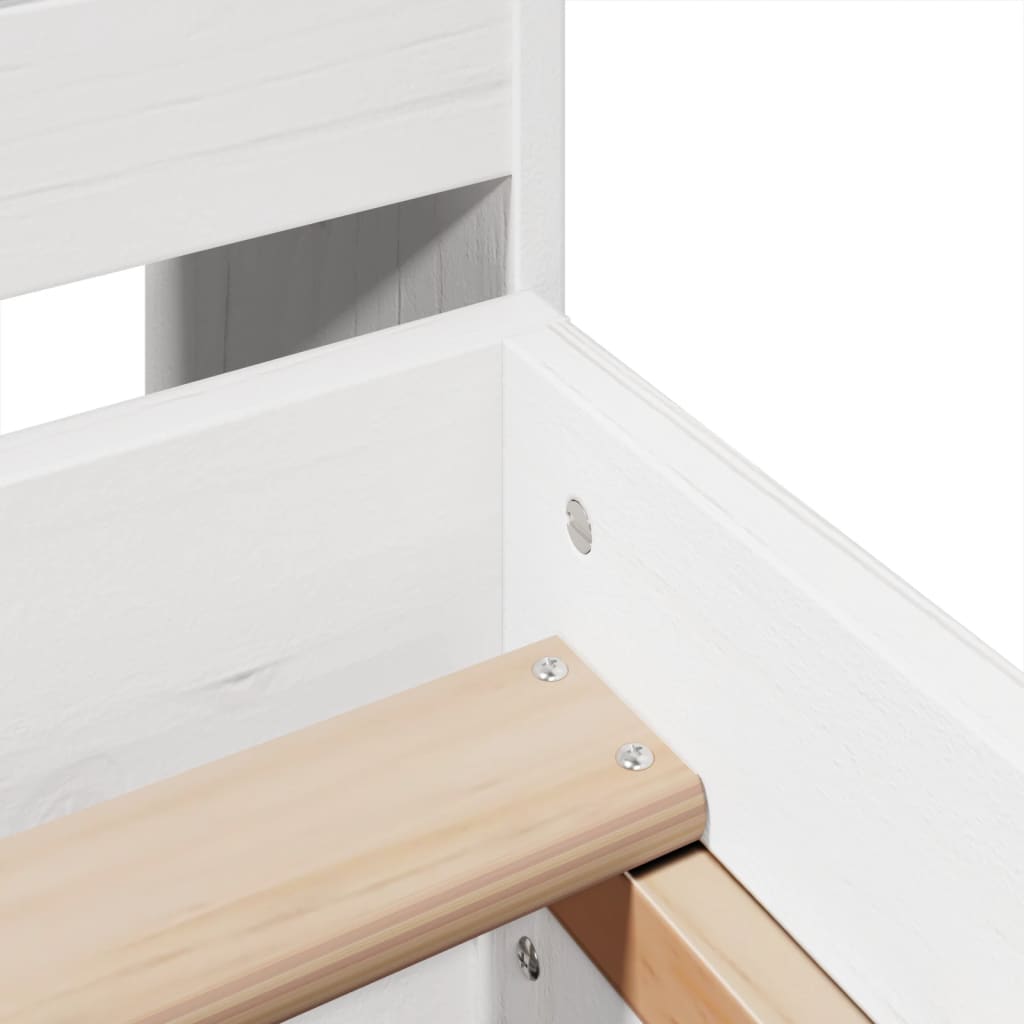 Cadre de lit sans matelas blanc 140x190 cm bois de pin massif - XIOS