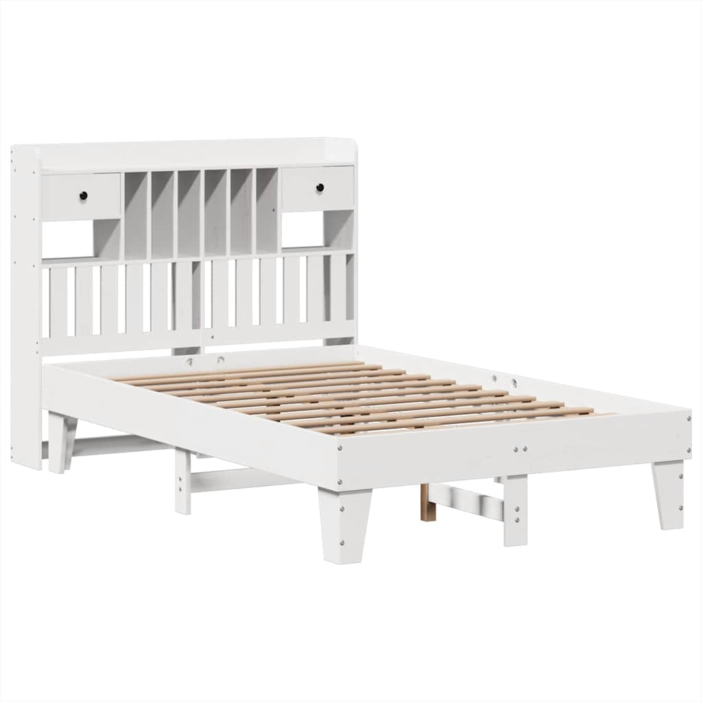 Cadre de lit sans matelas blanc 135x190 cm bois de pin massif - XIOS