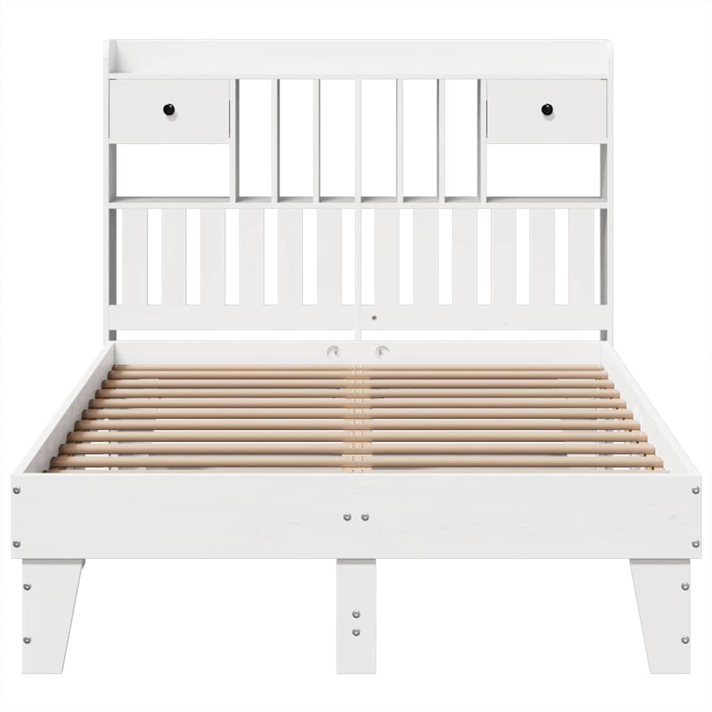 Cadre de lit sans matelas blanc 135x190 cm bois de pin massif - XIOS