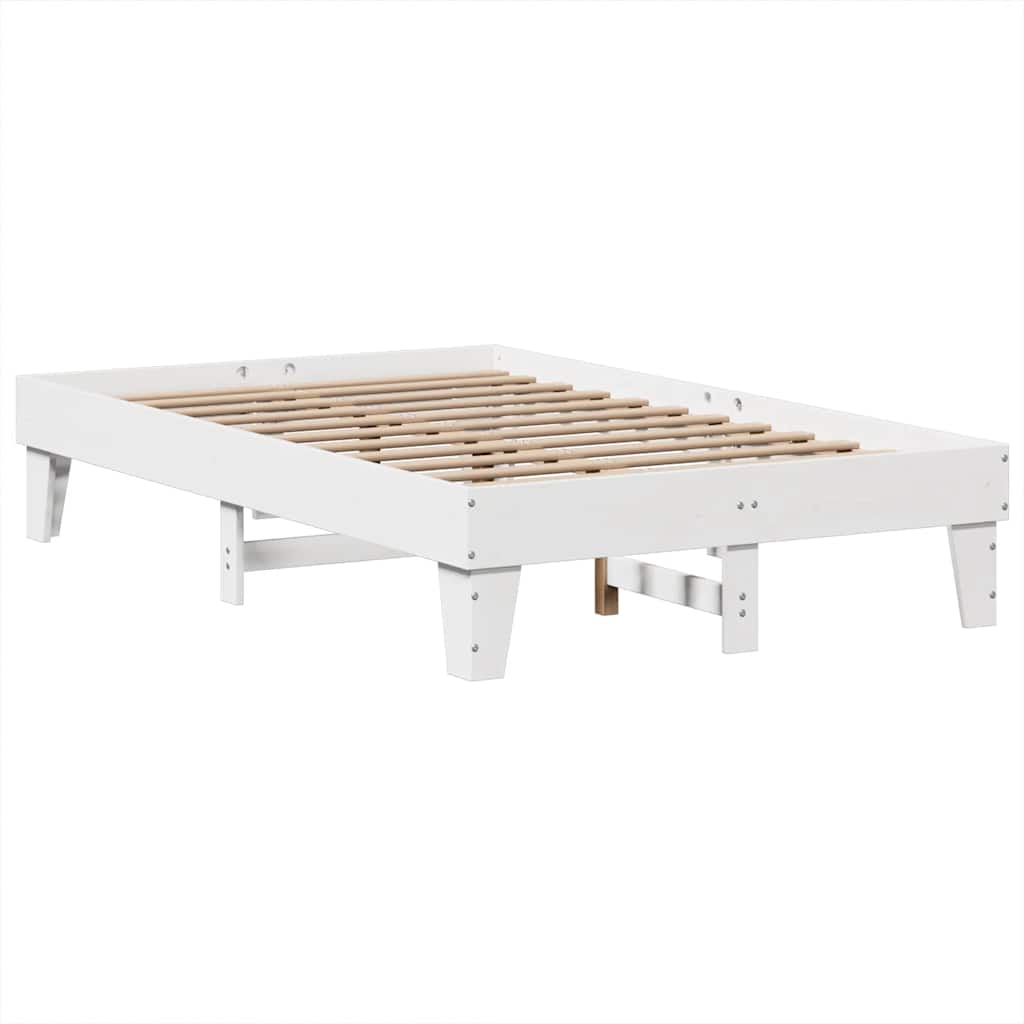 Cadre de lit sans matelas blanc 135x190 cm bois de pin massif - XIOS