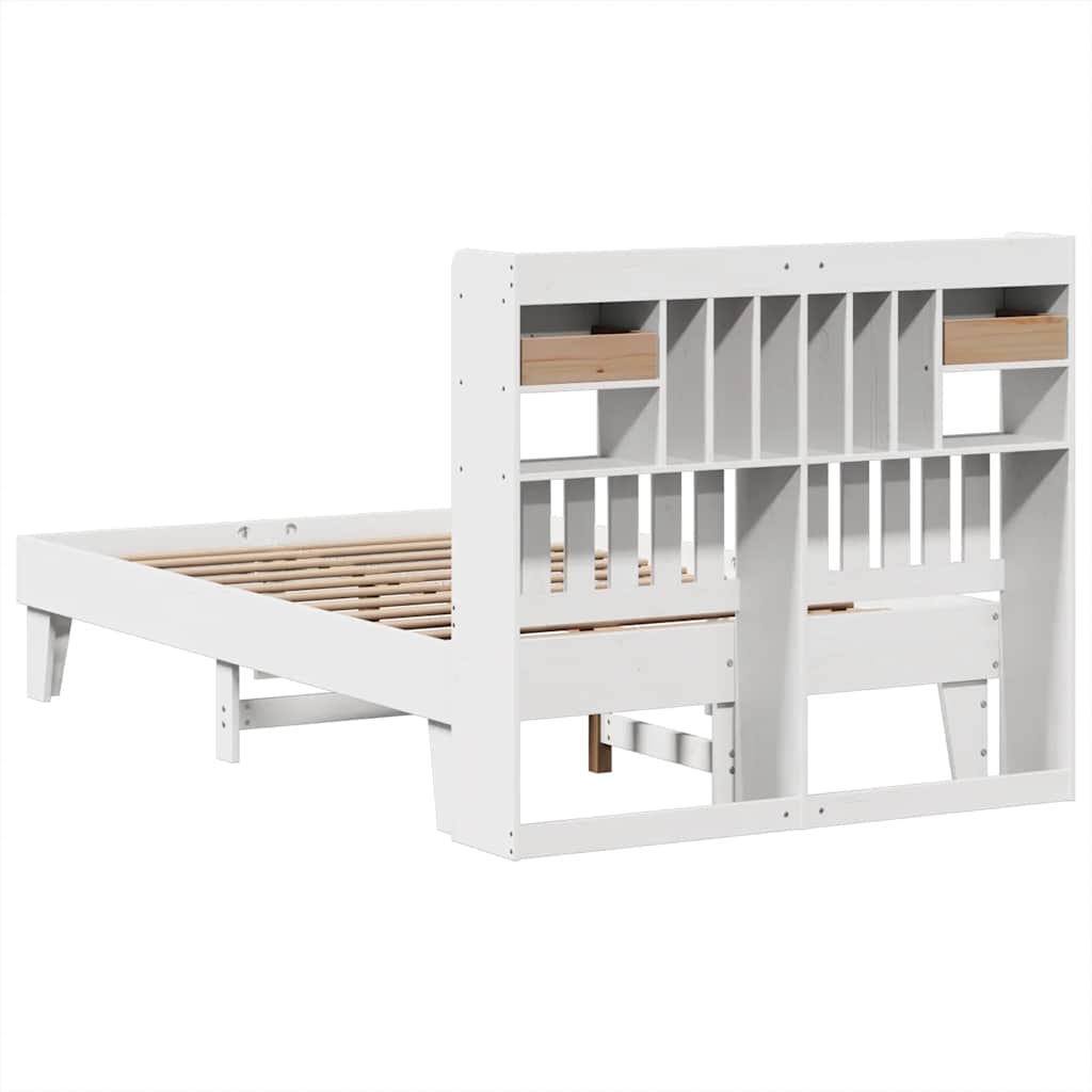 Cadre de lit sans matelas blanc 135x190 cm bois de pin massif - XIOS