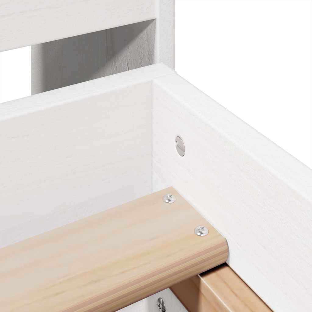 Cadre de lit sans matelas blanc 135x190 cm bois de pin massif - XIOS