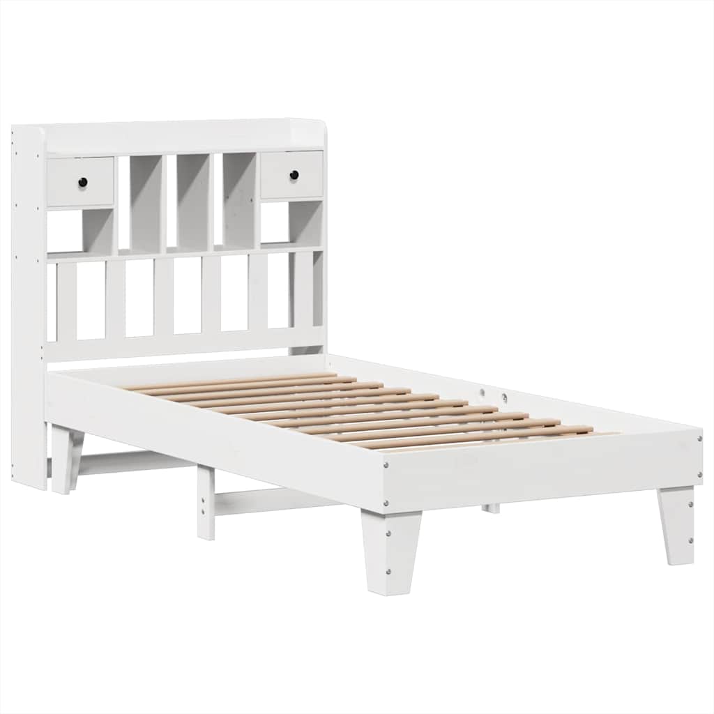 Cadre de lit sans matelas blanc 90x190 cm bois de pin massif - XIOS