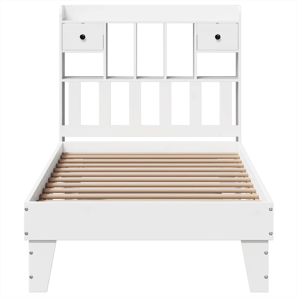 Cadre de lit sans matelas blanc 90x190 cm bois de pin massif - XIOS