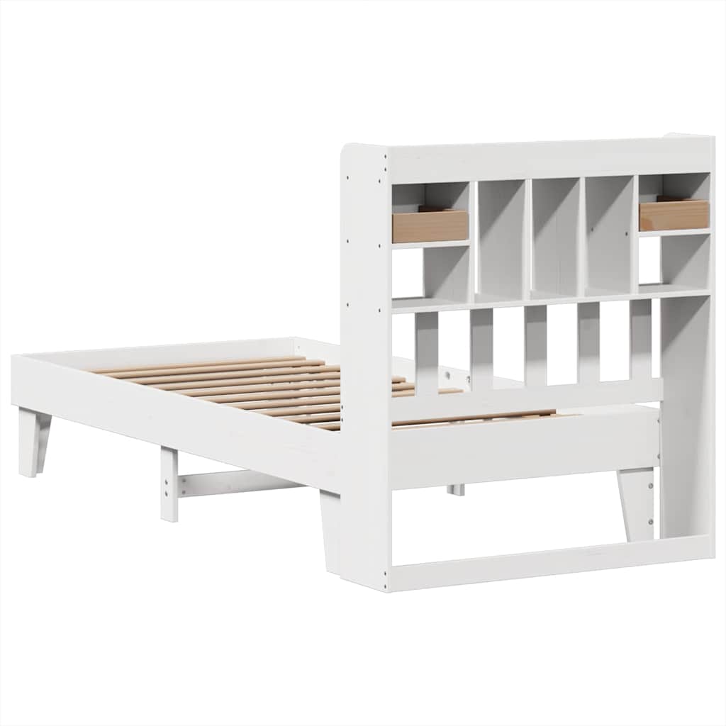 Cadre de lit sans matelas blanc 90x190 cm bois de pin massif - XIOS