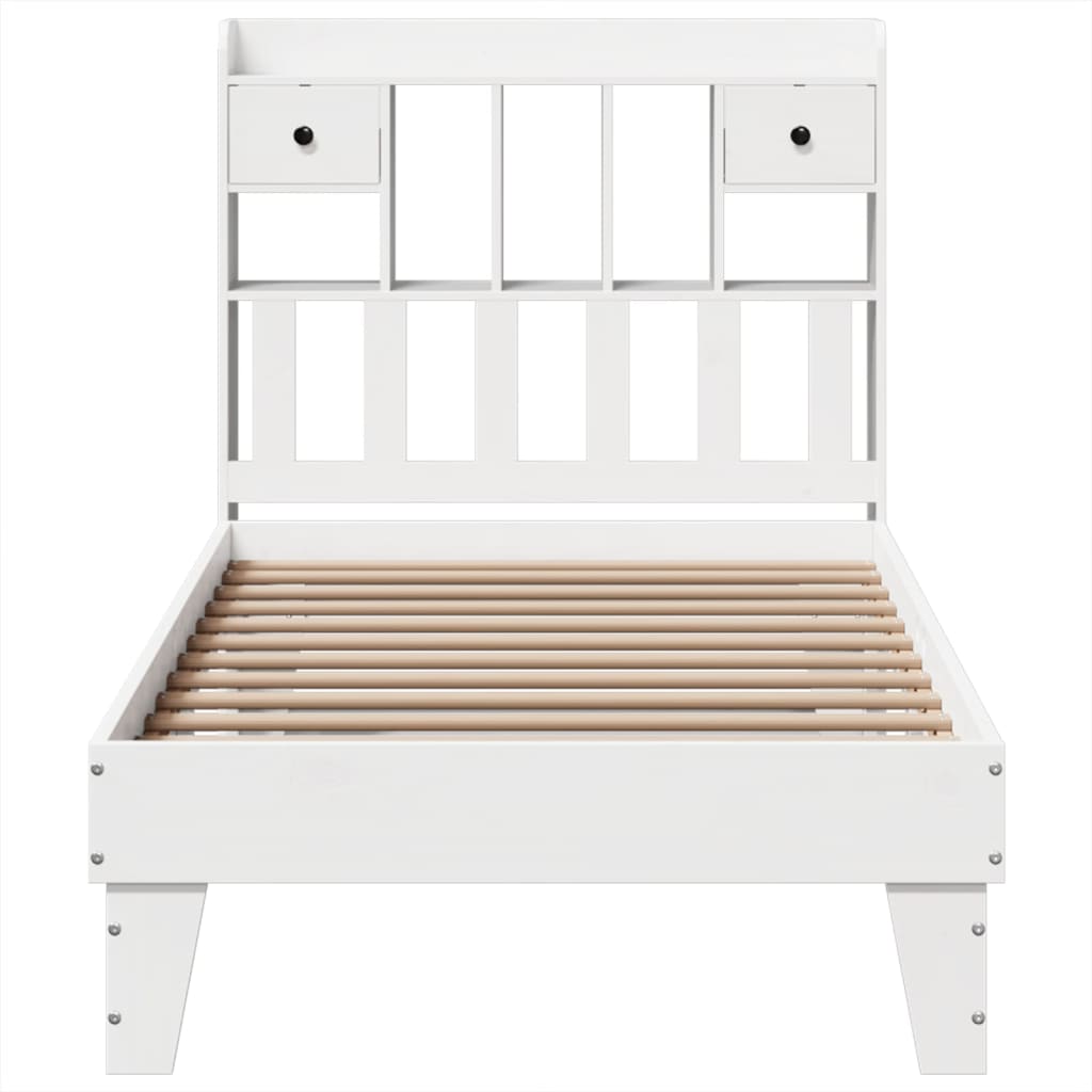 Cadre de lit sans matelas blanc 75x190 cm bois de pin massif - XIOS