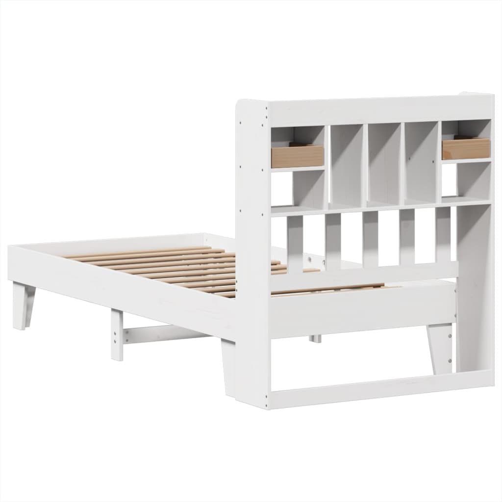 Cadre de lit sans matelas blanc 75x190 cm bois de pin massif - XIOS