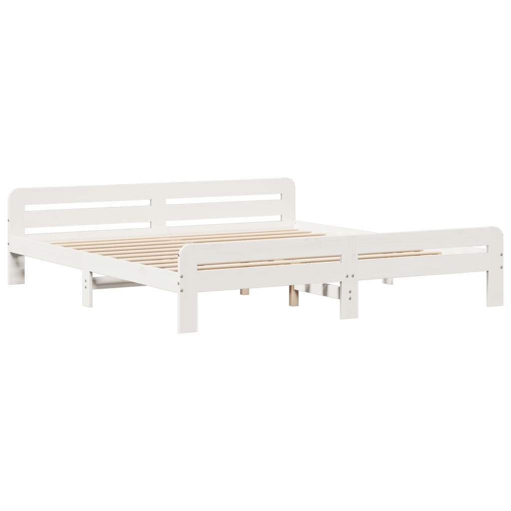 Lit bibliothèque sans matelas blanc 180x200 cm bois pin massif - XIOS