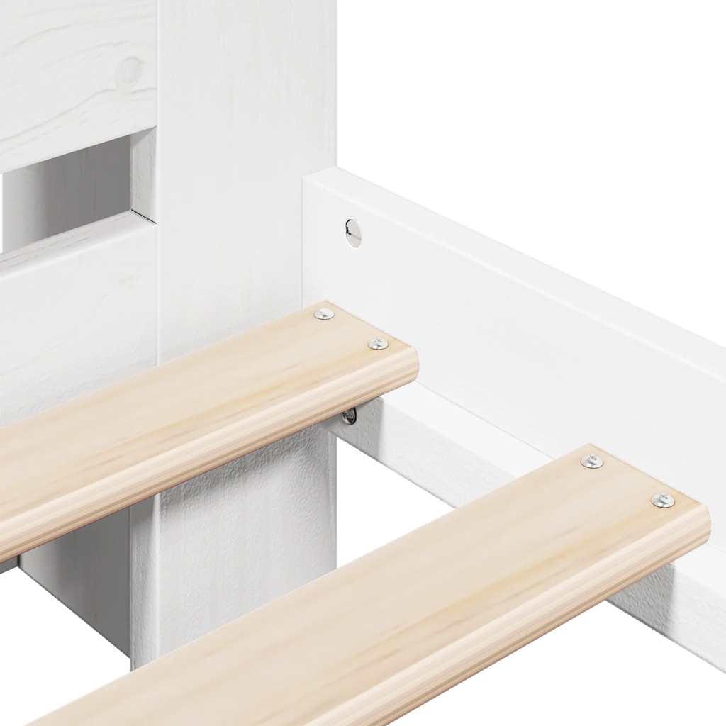 Lit bibliothèque sans matelas blanc 140x190 cm bois pin massif - XIOS