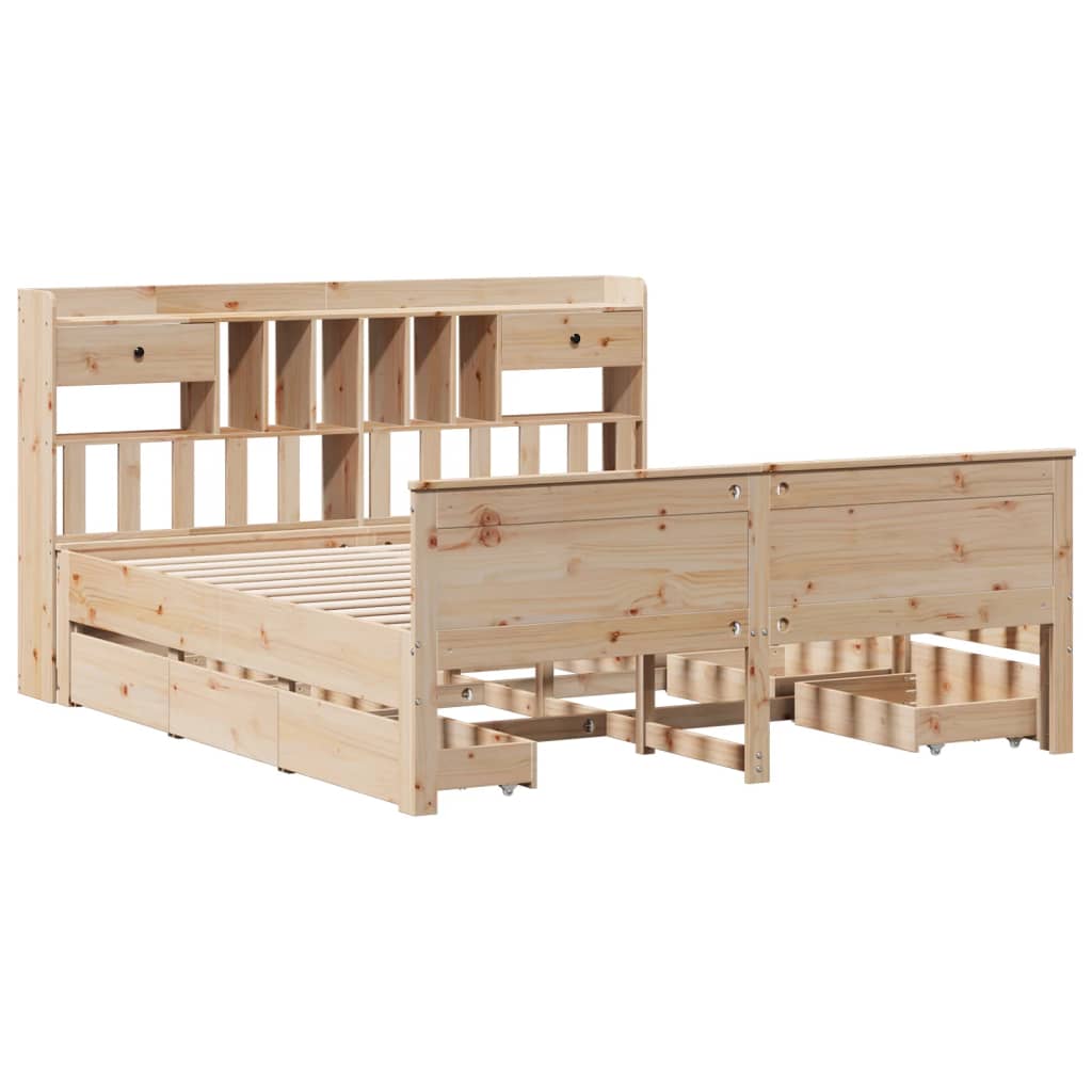 Lit bibliothèque sans matelas 180x200 cm bois massif de pin - XIOS