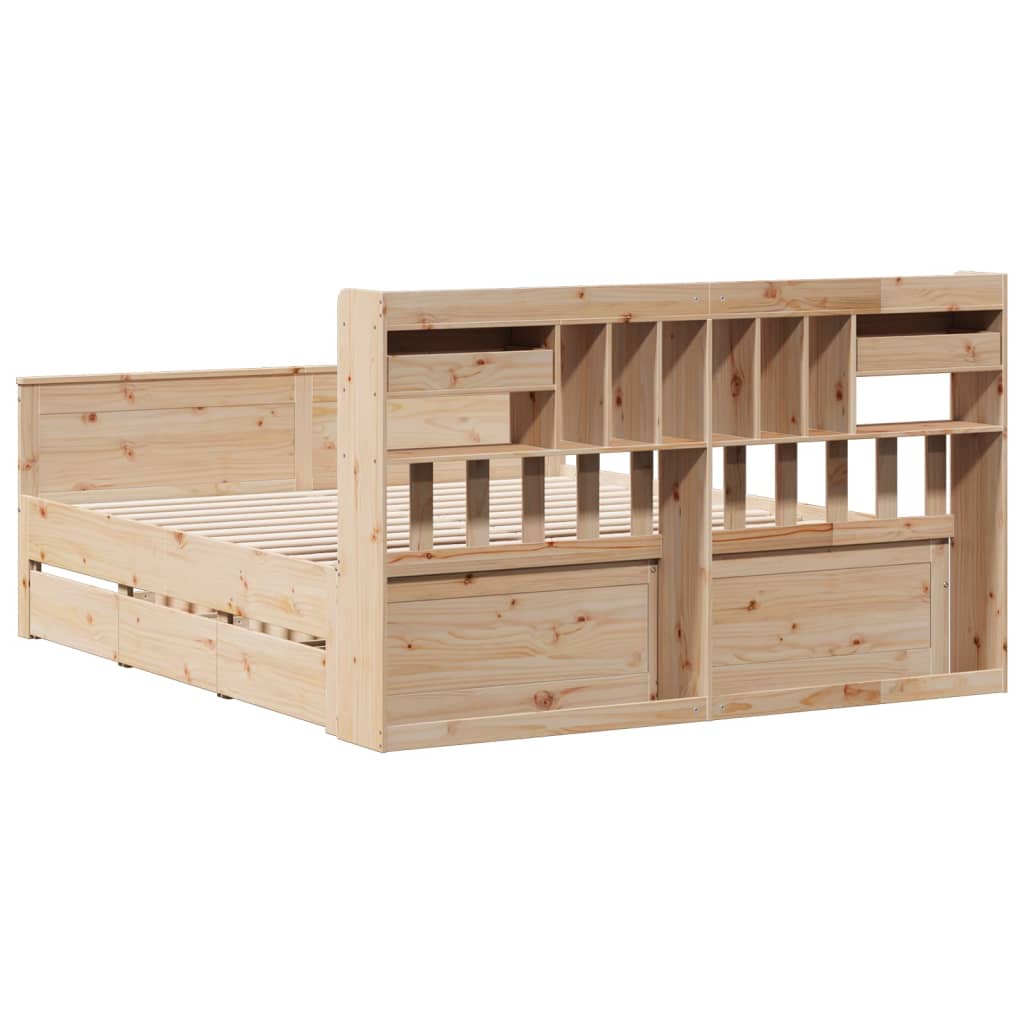 Lit bibliothèque sans matelas 180x200 cm bois massif de pin - XIOS