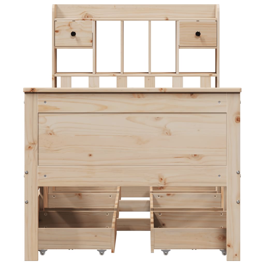 Lit bibliothèque sans matelas 90x200 cm bois de pin massif - XIOS