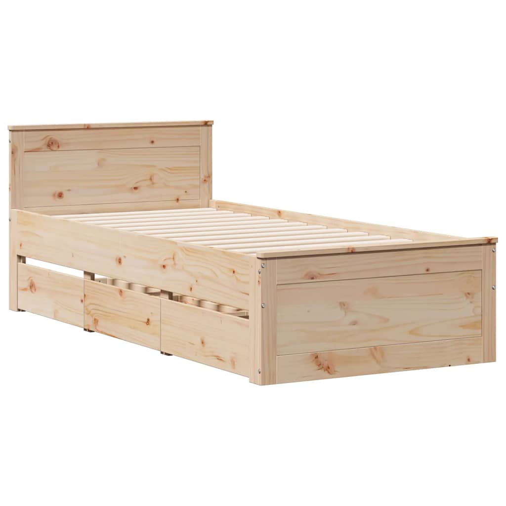 Lit bibliothèque sans matelas 90x200 cm bois de pin massif - XIOS