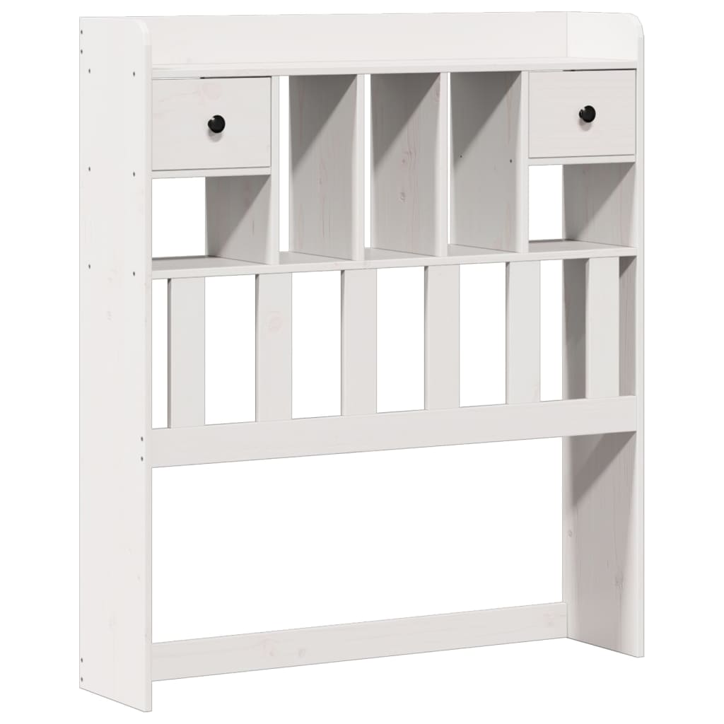 Lit bibliothèque sans matelas blanc 90x200cm bois de pin massif - XIOS