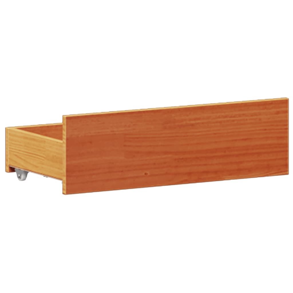 Lit bibliothèque sans matelas cire marron 135x190 cm pin massif - XIOS