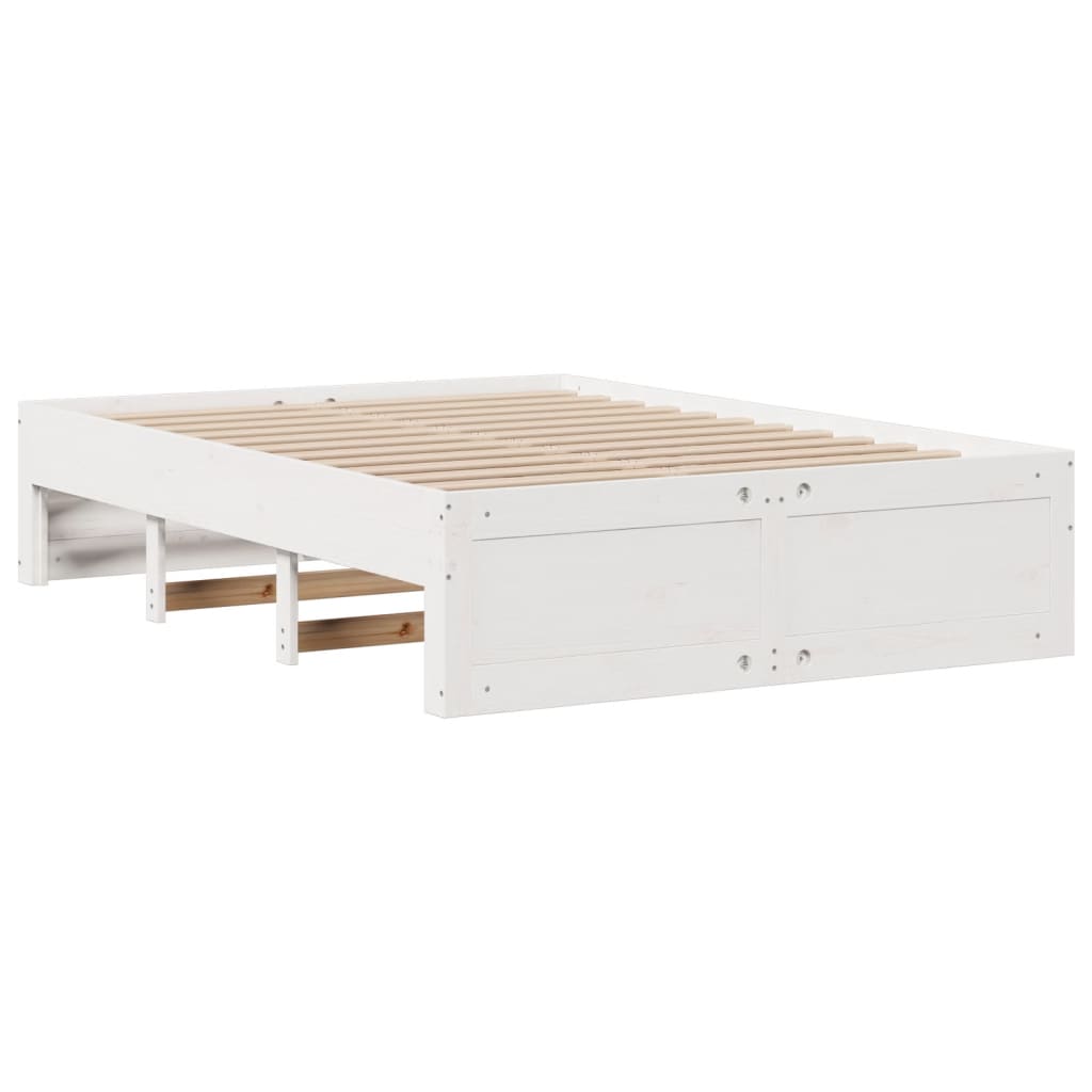 Lit bibliothèque sans matelas blanc 150x200 cm bois pin massif - XIOS