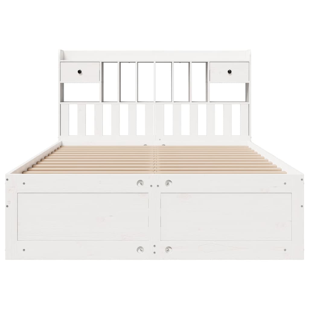 Lit bibliothèque sans matelas blanc 140x200 cm bois pin massif - XIOS