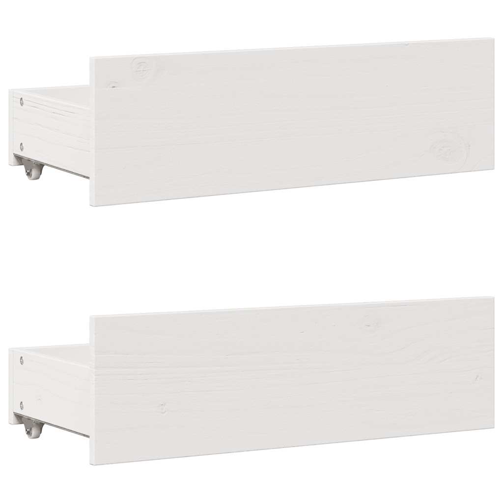 Lit bibliothèque sans matelas blanc 90x200cm bois de pin massif - XIOS