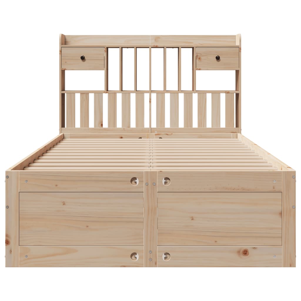 Lit bibliothèque sans matelas 135x190 cm bois de pin massif - XIOS