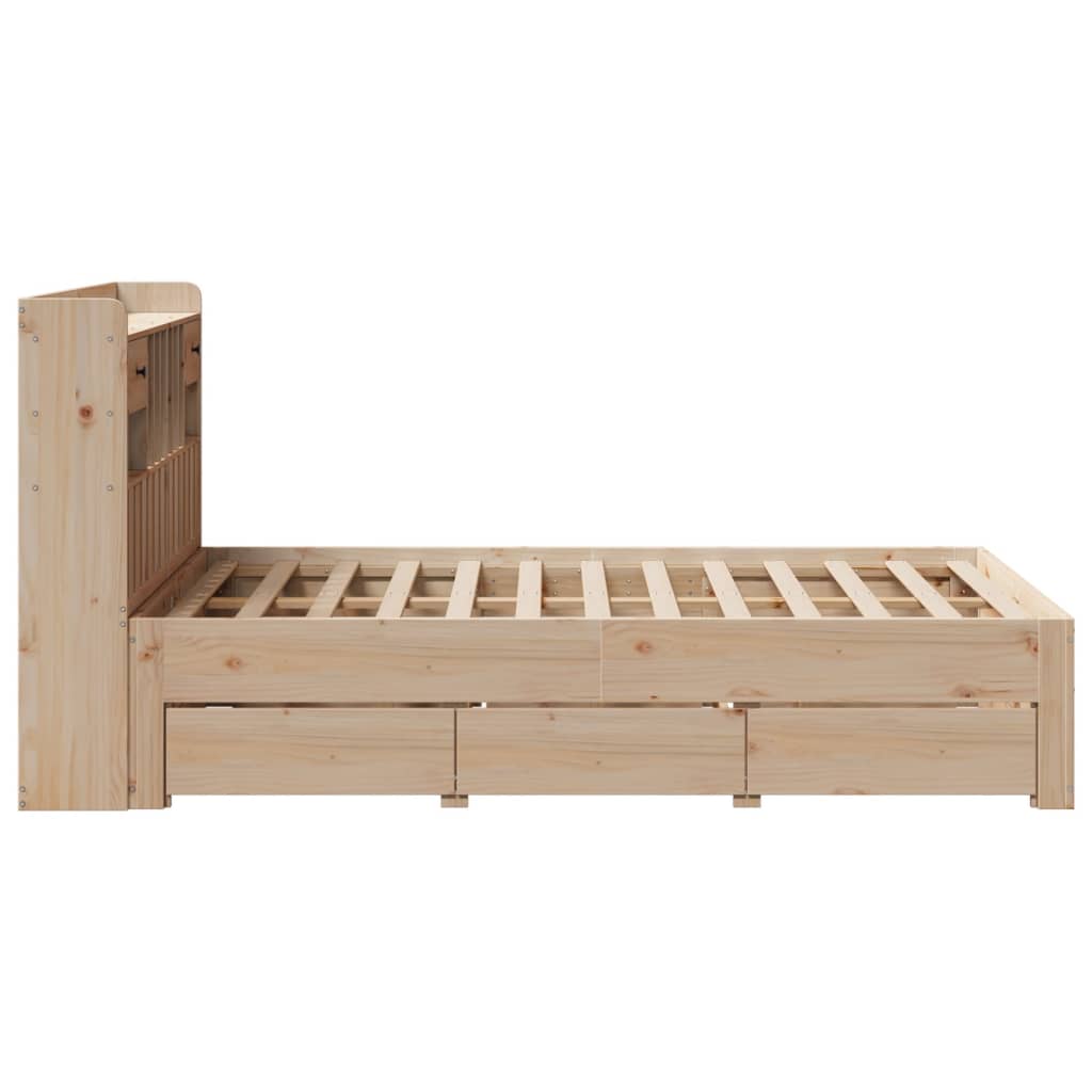 Lit bibliothèque sans matelas 135x190 cm bois de pin massif - XIOS
