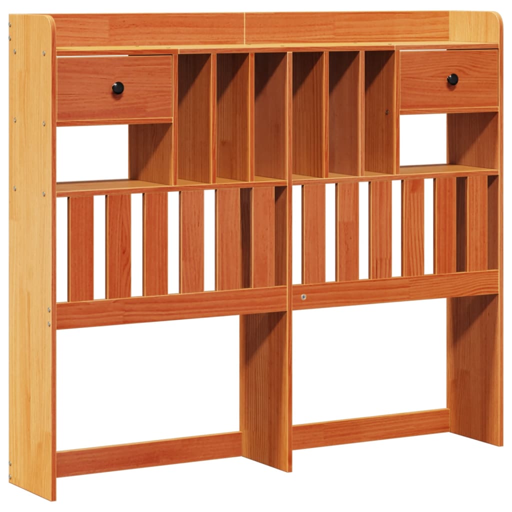 Lit bibliothèque sans matelas cire marron 135x190 cm pin massif - XIOS