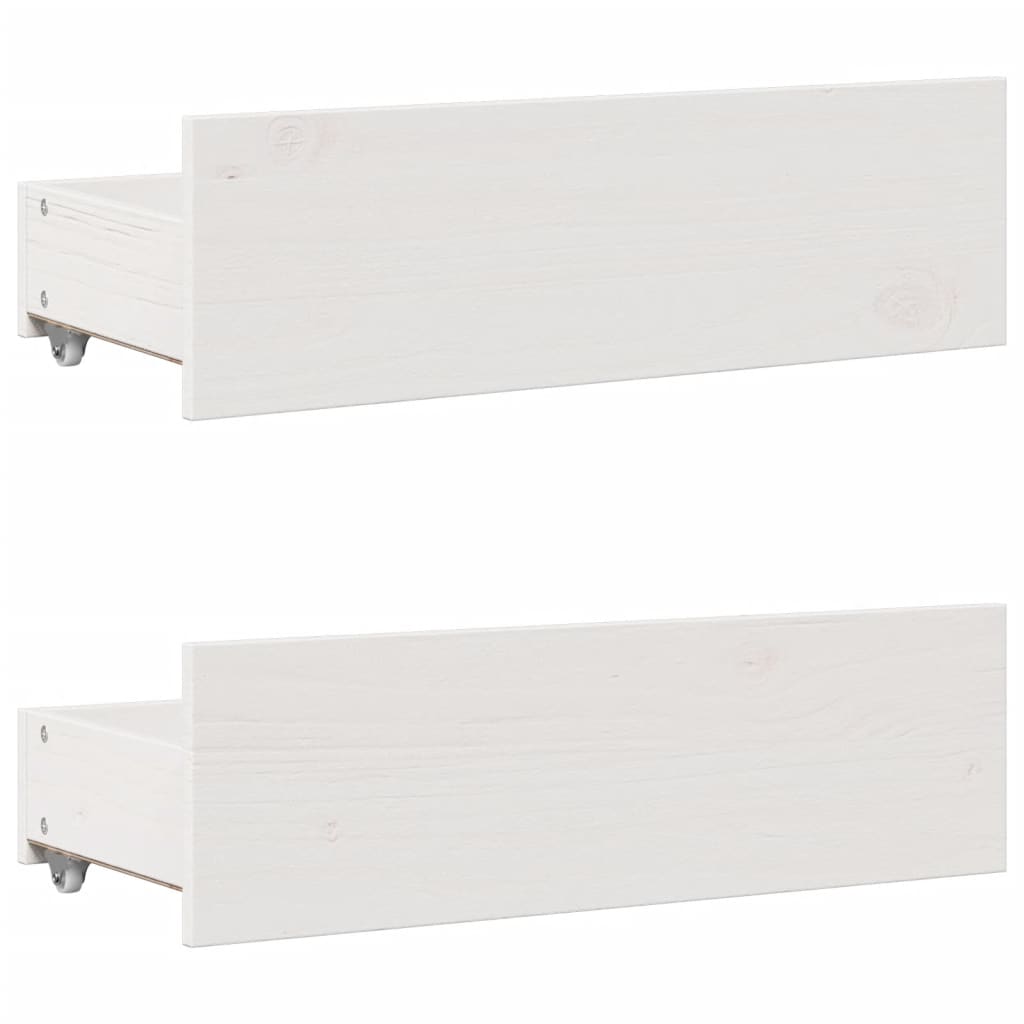 Lit bibliothèque sans matelas blanc 75x190cm bois de pin massif - XIOS
