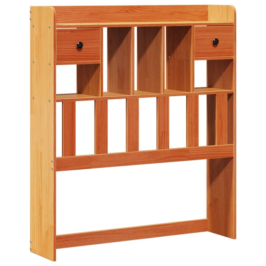 Lit bibliothèque sans matelas cire marron 75x190 cm pin massif - XIOS