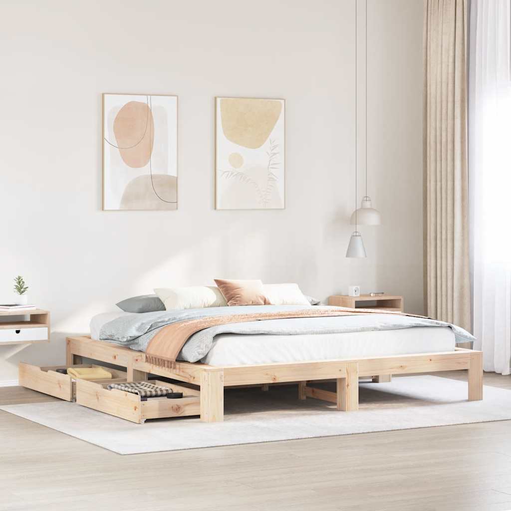 Cadre de lit sans matelas 200x200 cm bois massif de pin - XIOS