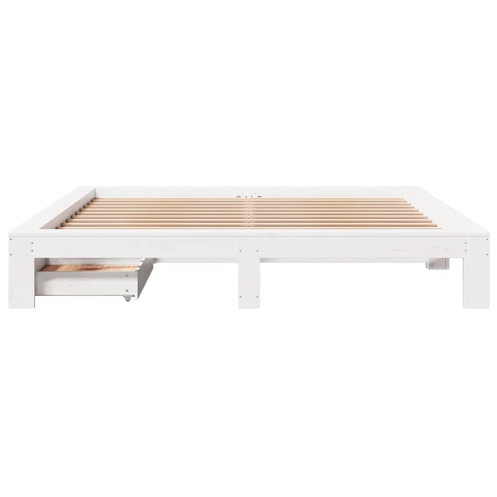 Cadre de lit sans matelas blanc 200x200 cm bois massif de pin - XIOS