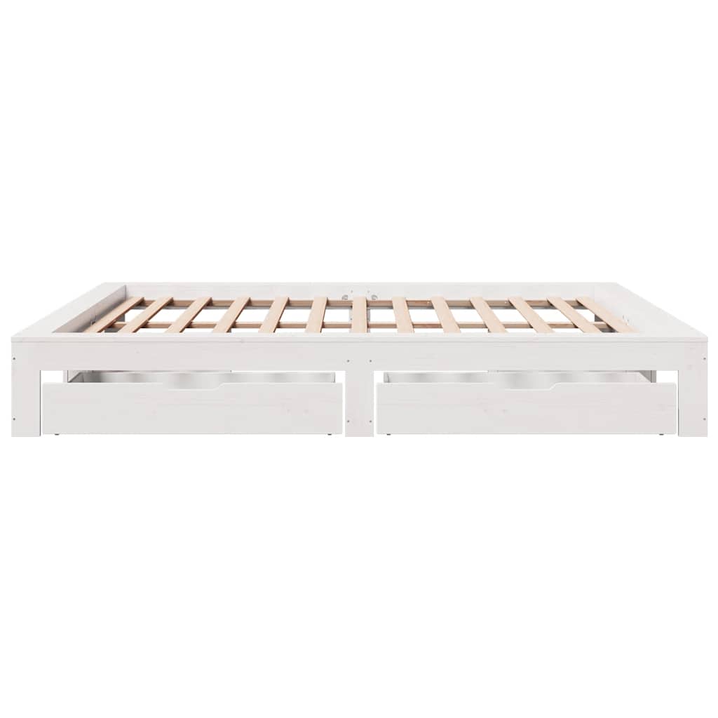 Cadre de lit sans matelas blanc 200x200 cm bois massif de pin - XIOS