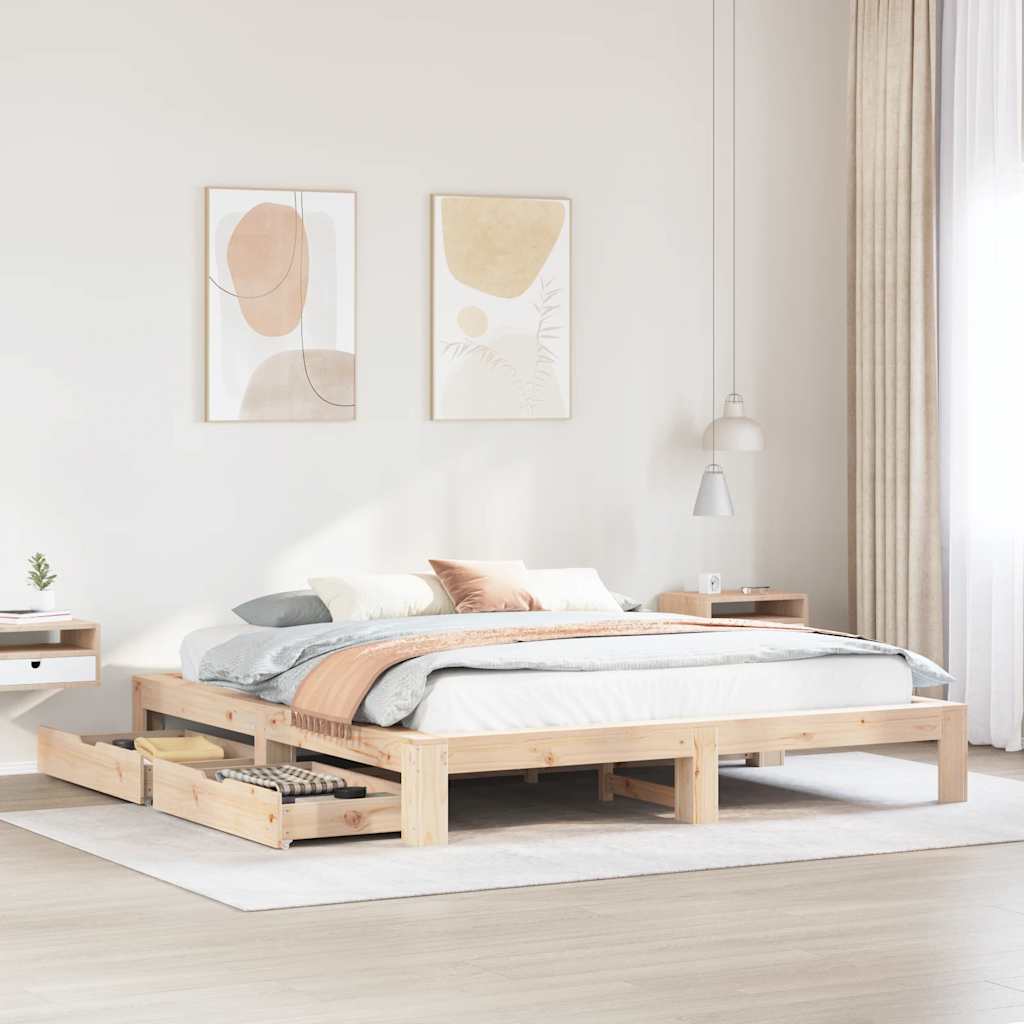 Cadre de lit sans matelas 180x200 cm bois massif de pin - XIOS