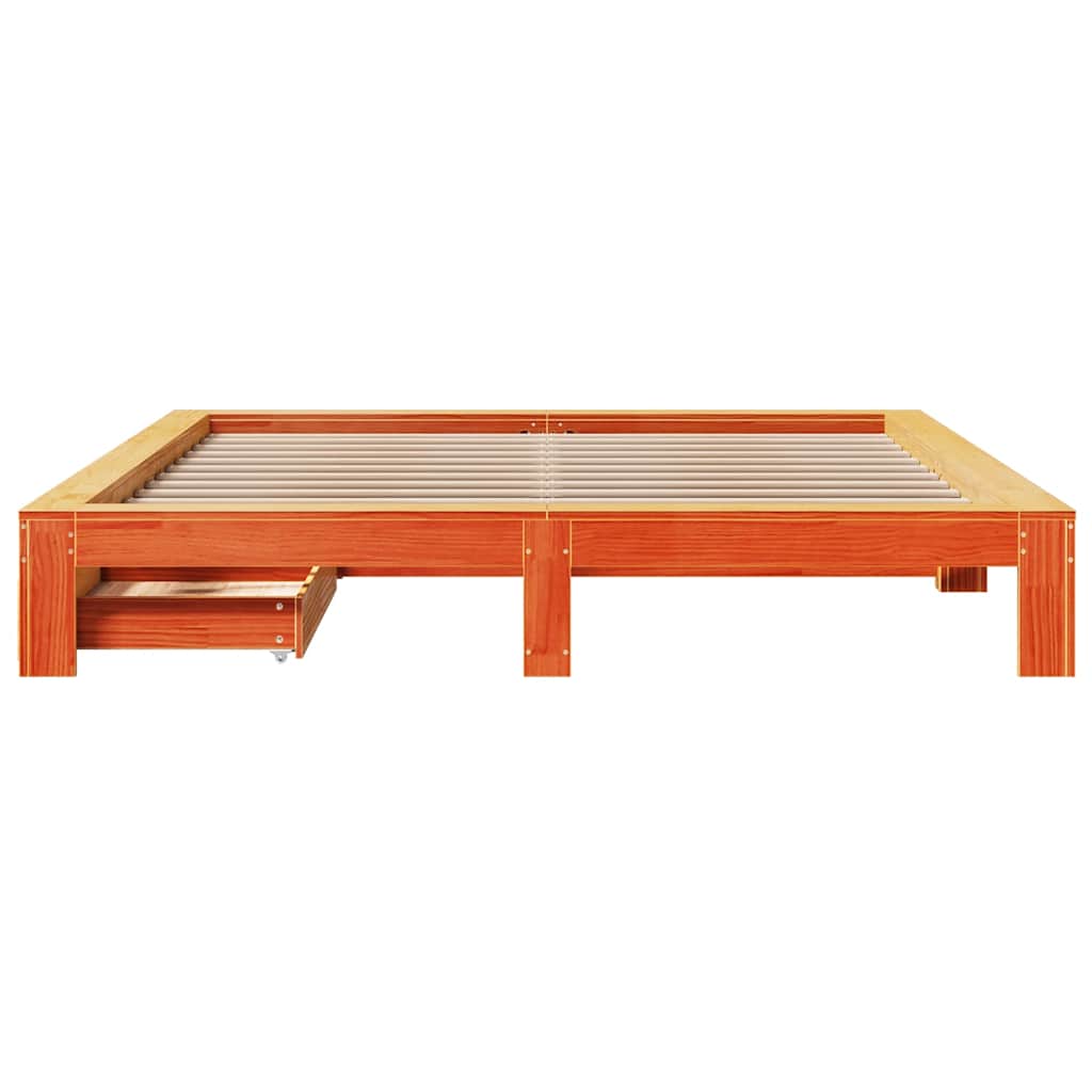 Cadre de lit sans matelas cire marron 180x200cm bois pin massif - XIOS