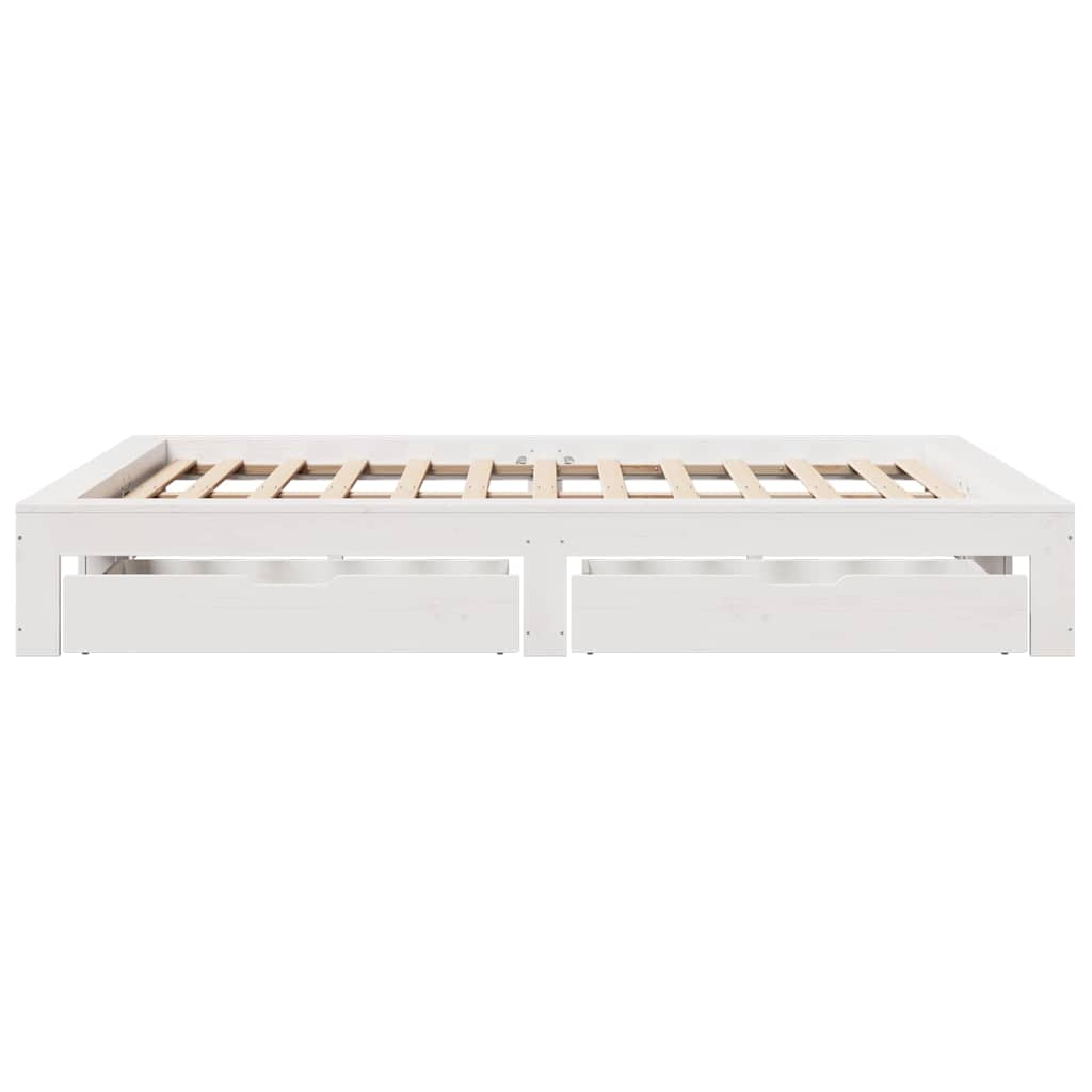 Cadre de lit sans matelas blanc 160x200 cm bois de pin massif - XIOS