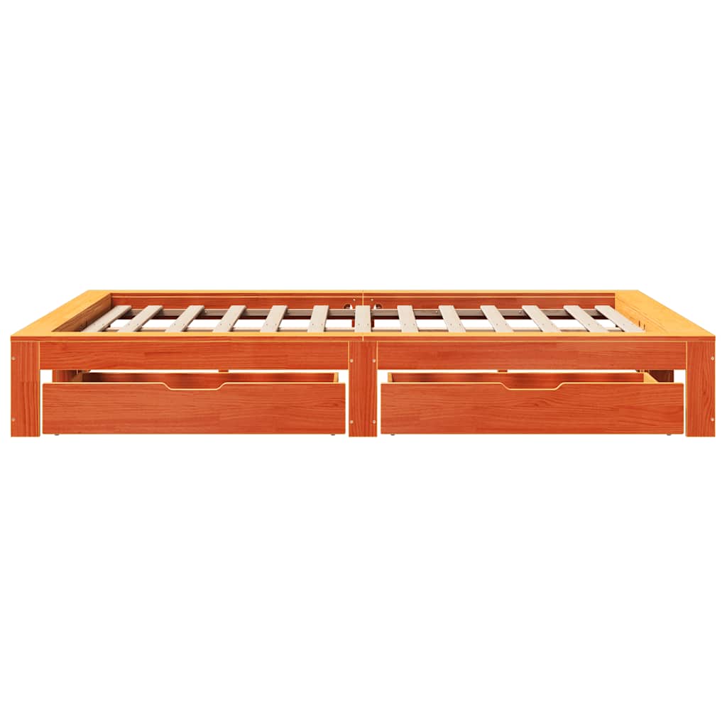 Cadre de lit sans matelas cire marron 160x200cm bois pin massif - XIOS