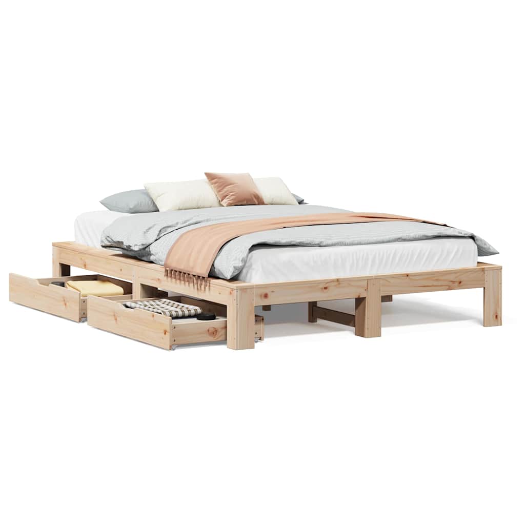 Cadre de lit sans matelas 150x200 cm bois de pin massif - XIOS
