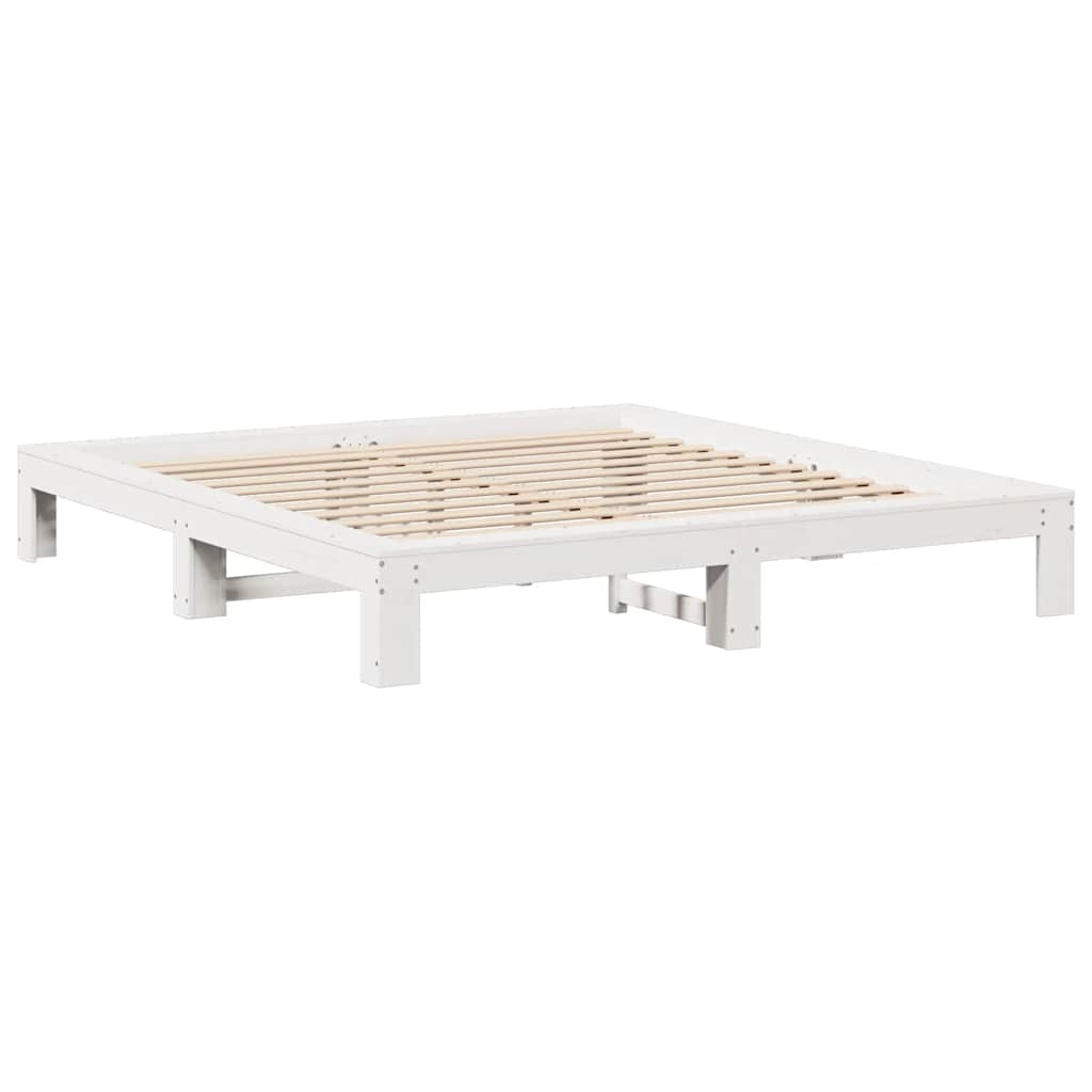 Cadre de lit sans matelas blanc 150x200 cm bois de pin massif - XIOS