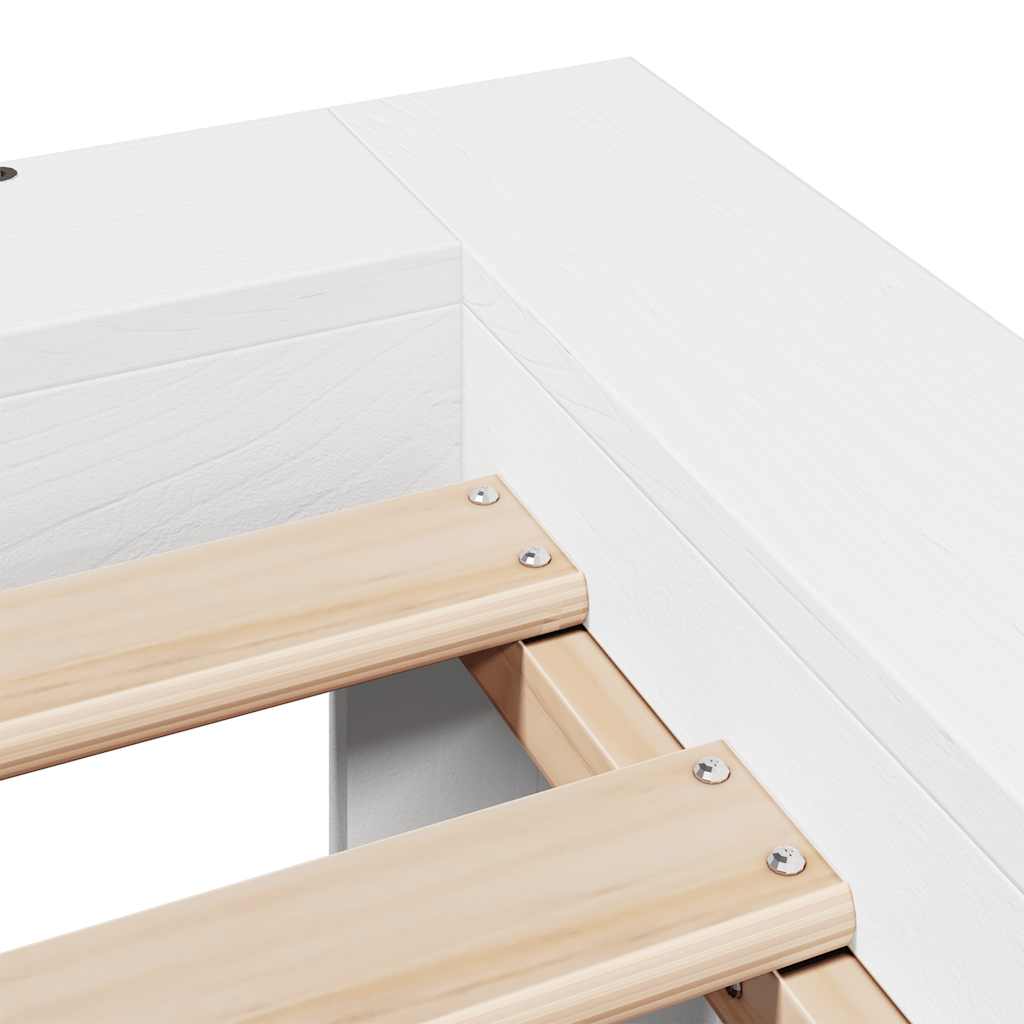 Cadre de lit sans matelas blanc 150x200 cm bois de pin massif - XIOS