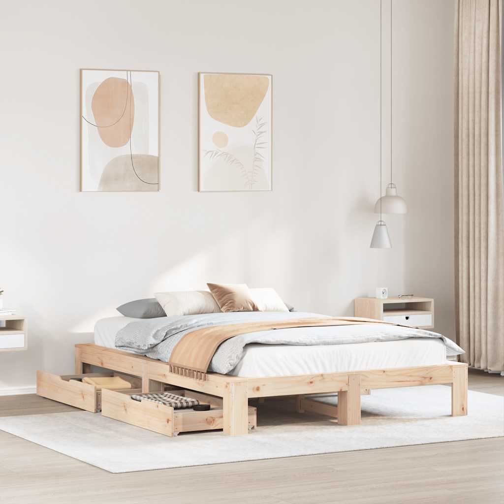 Cadre de lit sans matelas 140x200 cm bois massif de pin - XIOS