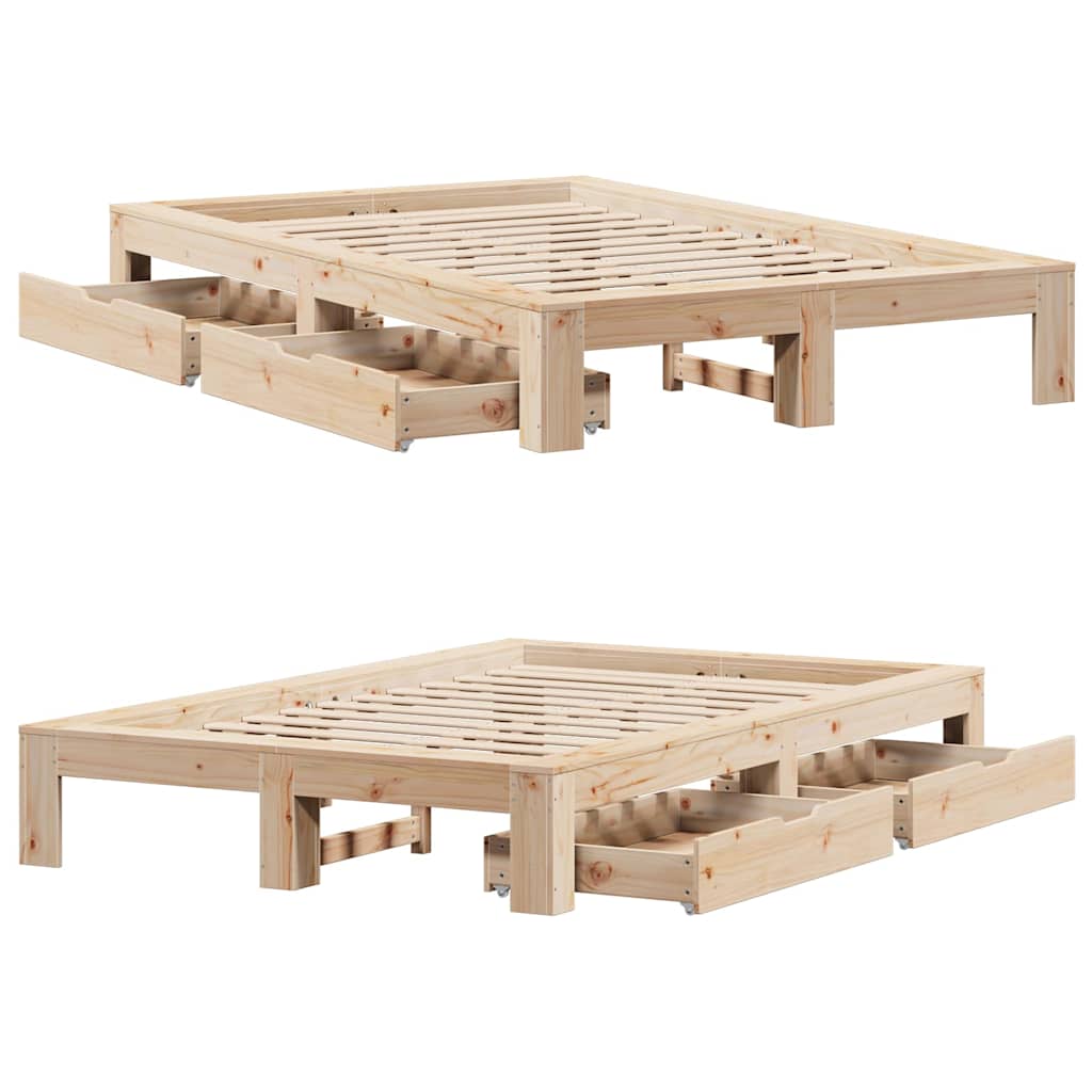 Cadre de lit sans matelas 120x200 cm bois de pin massif - XIOS