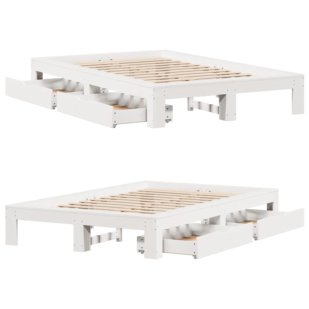 Cadre de lit sans matelas blanc 120x200 cm bois de pin massif - XIOS