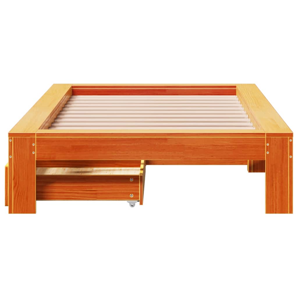 Cadre de lit sans matelas cire marron 100x200cm bois pin massif - XIOS