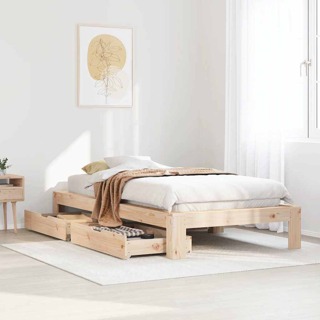 Cadre de lit sans matelas 90x200 cm bois de pin massif - XIOS