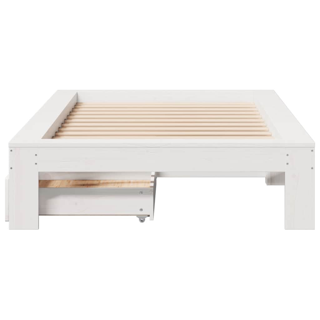 Cadre de lit sans matelas blanc 90x200 cm bois de pin massif - XIOS