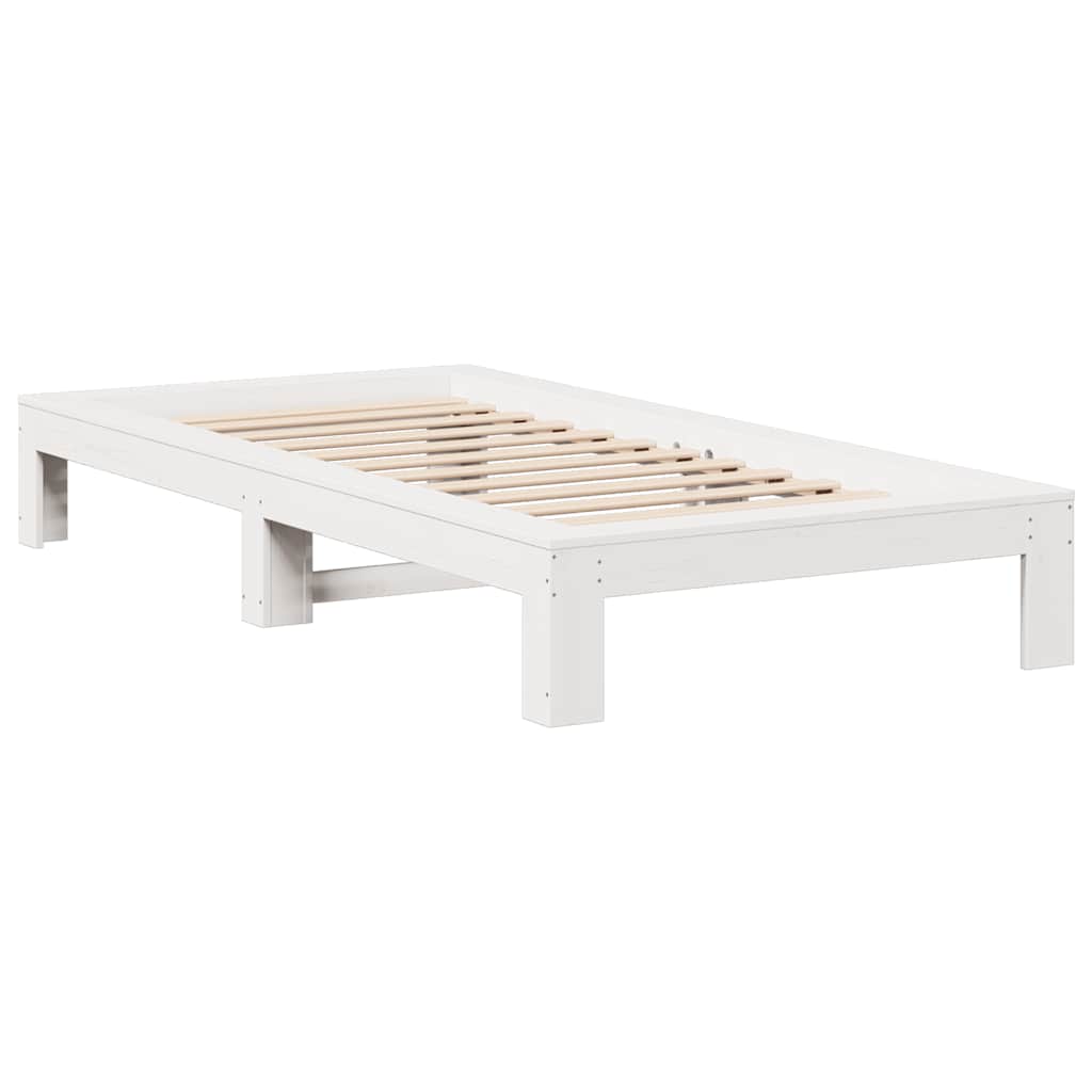 Cadre de lit sans matelas blanc 90x200 cm bois de pin massif - XIOS