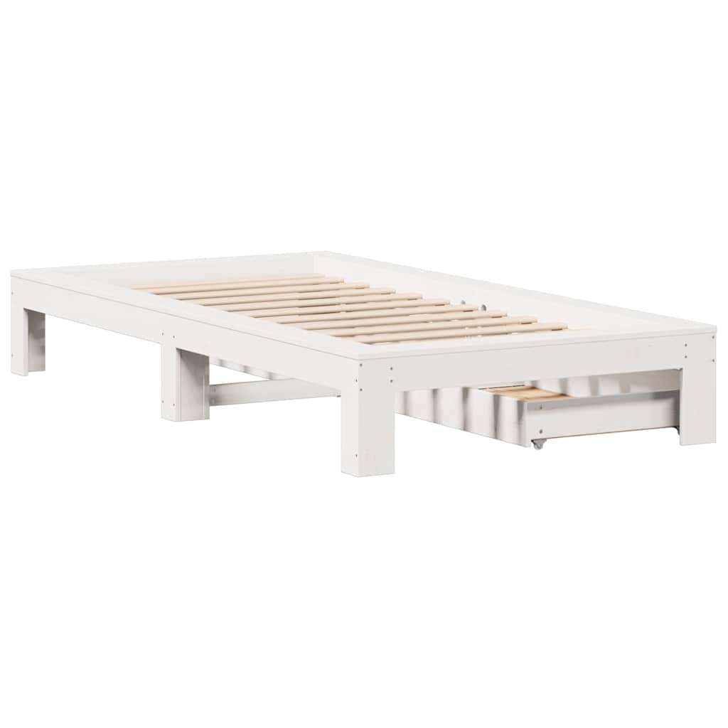 Cadre de lit sans matelas blanc 90x200 cm bois de pin massif - XIOS