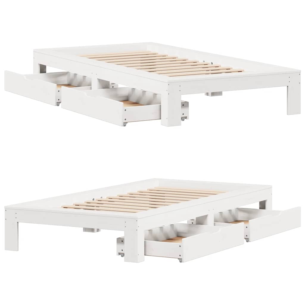 Cadre de lit sans matelas blanc 90x200 cm bois de pin massif - XIOS