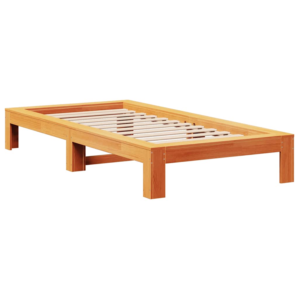 Cadre de lit sans matelas cire marron 90x200 cm bois pin massif - XIOS