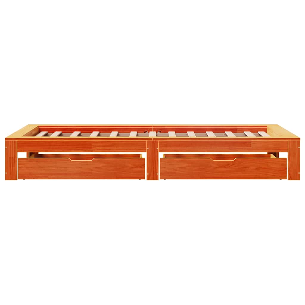 Cadre de lit sans matelas cire marron 90x200 cm bois pin massif - XIOS