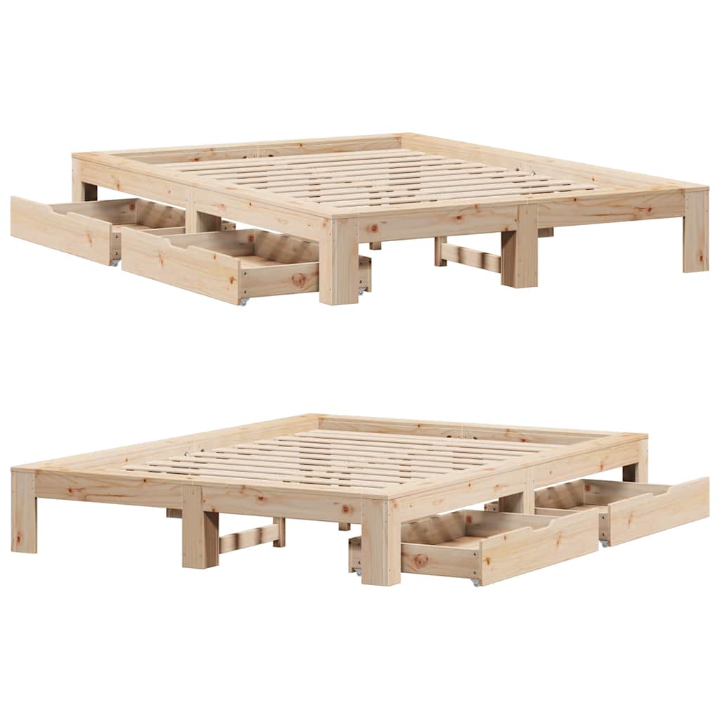 Cadre de lit sans matelas 140x190 cm bois de pin massif - XIOS